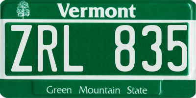 VT license plate ZRL835