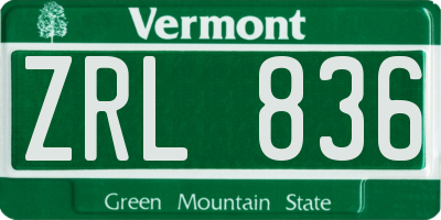 VT license plate ZRL836