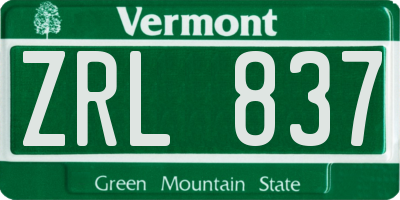 VT license plate ZRL837