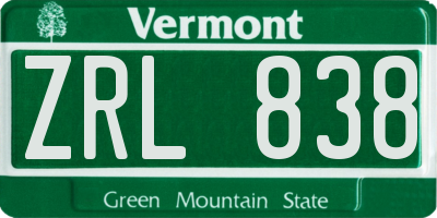 VT license plate ZRL838