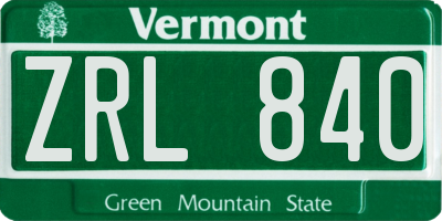 VT license plate ZRL840