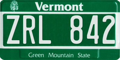 VT license plate ZRL842