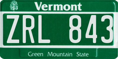 VT license plate ZRL843