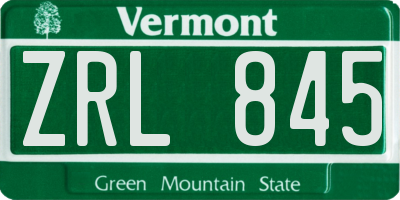 VT license plate ZRL845