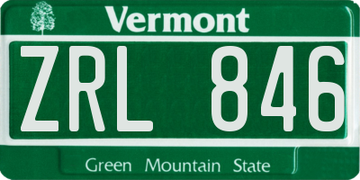 VT license plate ZRL846