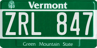 VT license plate ZRL847