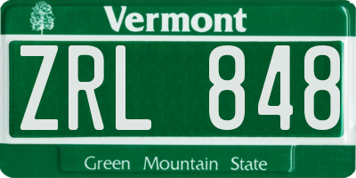 VT license plate ZRL848
