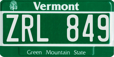 VT license plate ZRL849