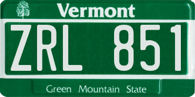 VT license plate ZRL851