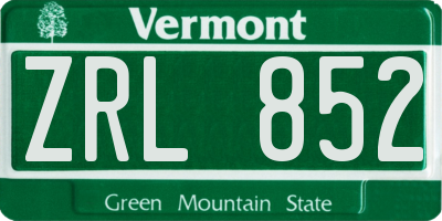VT license plate ZRL852
