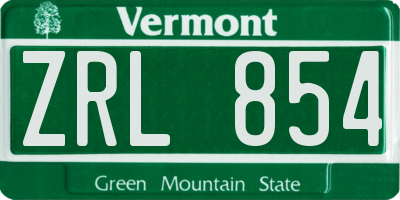 VT license plate ZRL854