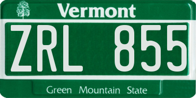 VT license plate ZRL855