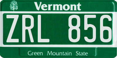 VT license plate ZRL856