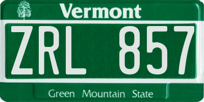 VT license plate ZRL857
