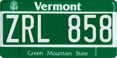 VT license plate ZRL858
