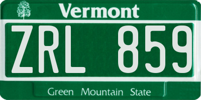 VT license plate ZRL859