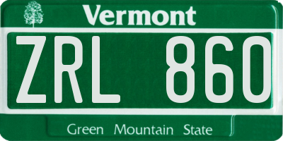 VT license plate ZRL860