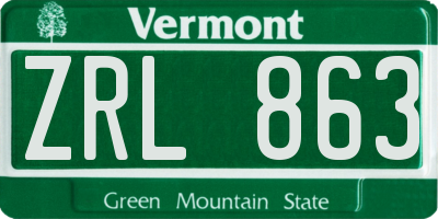 VT license plate ZRL863