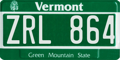 VT license plate ZRL864