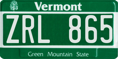 VT license plate ZRL865