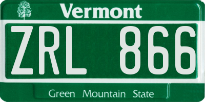 VT license plate ZRL866