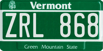 VT license plate ZRL868