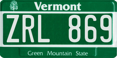 VT license plate ZRL869