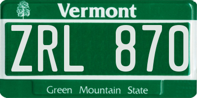 VT license plate ZRL870