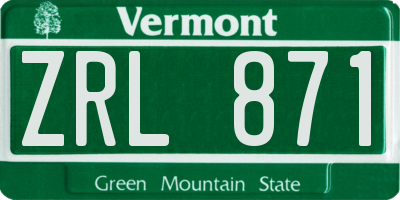 VT license plate ZRL871
