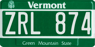 VT license plate ZRL874