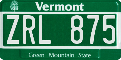 VT license plate ZRL875