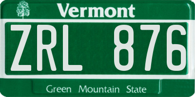 VT license plate ZRL876