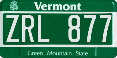 VT license plate ZRL877