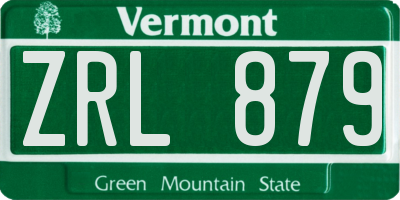 VT license plate ZRL879