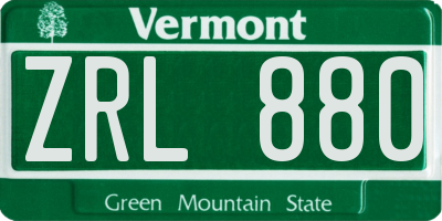 VT license plate ZRL880