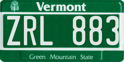 VT license plate ZRL883
