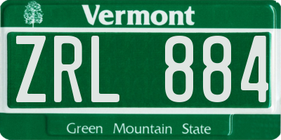 VT license plate ZRL884