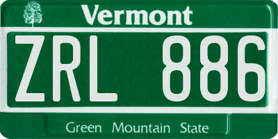 VT license plate ZRL886