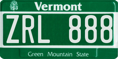 VT license plate ZRL888