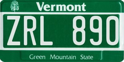 VT license plate ZRL890