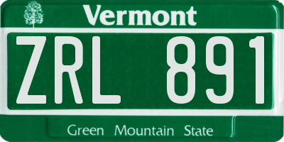 VT license plate ZRL891