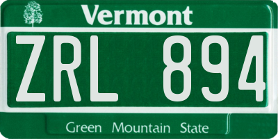 VT license plate ZRL894