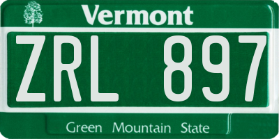 VT license plate ZRL897