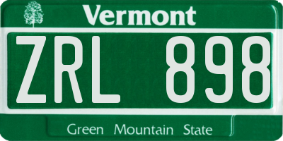 VT license plate ZRL898