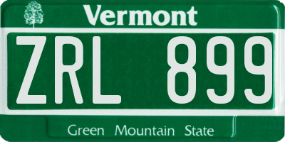 VT license plate ZRL899