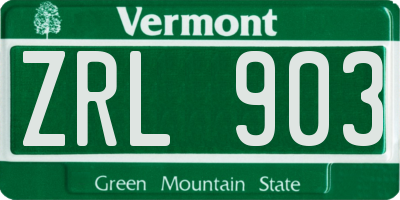 VT license plate ZRL903