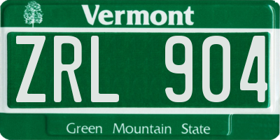 VT license plate ZRL904