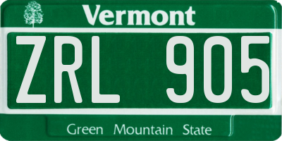 VT license plate ZRL905