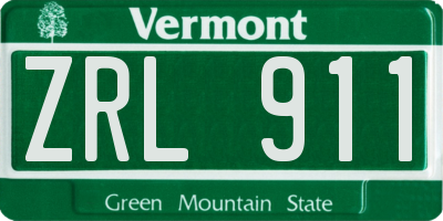 VT license plate ZRL911