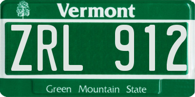 VT license plate ZRL912
